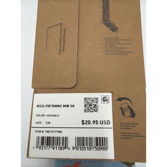 Burton Kids Performance Midweight Merino Wool Socks NWT S/M - Picture 3 of 4